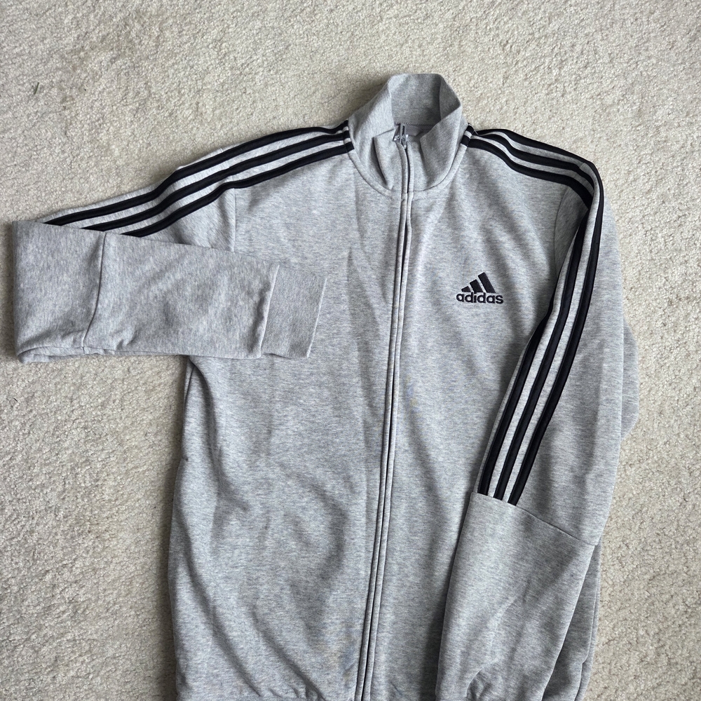 Adidas Heather Gray Zip-Up with Black Accents